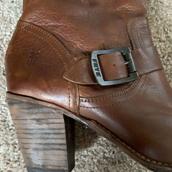 Frye Karla Engineer Short Soft Vintage Brown Buckle Boots Sz 7.5 B - Picture 7 of 11